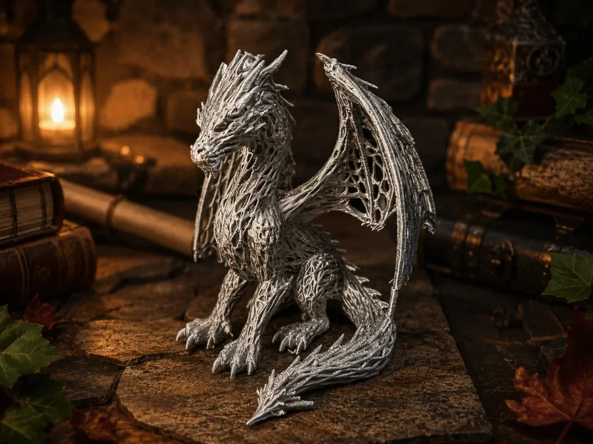 Tượng Rồng Điêu Khắc – Fantasy Guardian (Voronoi Dragon Sculpture) - Image 1