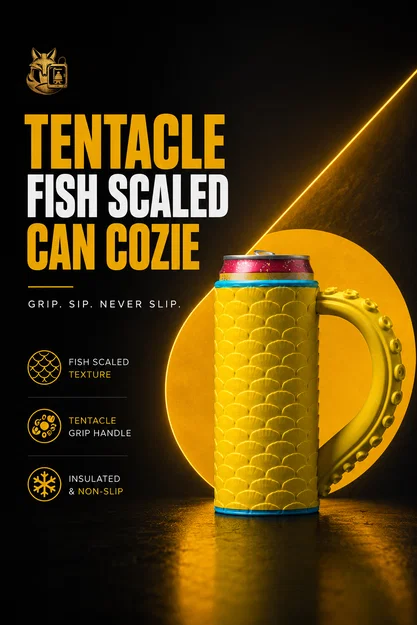 Ống bọc lon vảy cá tay cầm xúc tu (Tentacle Fish Scaled Can Cozie) - Image 8