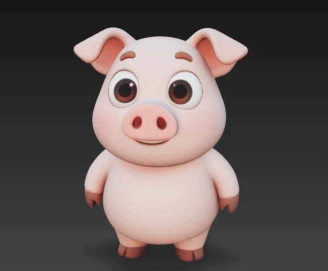 Mô hình 3D chú heo mắt to dễ thương (Funny Pig with big eyes) - Image 1