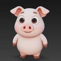 Mô hình 3D chú heo mắt to dễ thương (Funny Pig with big eyes) - Thumbnail 1