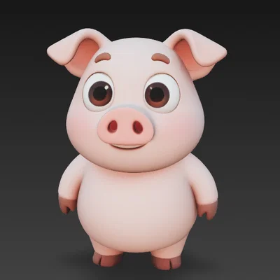 Mô hình 3D chú heo mắt to dễ thương (Funny Pig with big eyes)