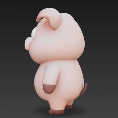 Mô hình 3D chú heo mắt to dễ thương (Funny Pig with big eyes)