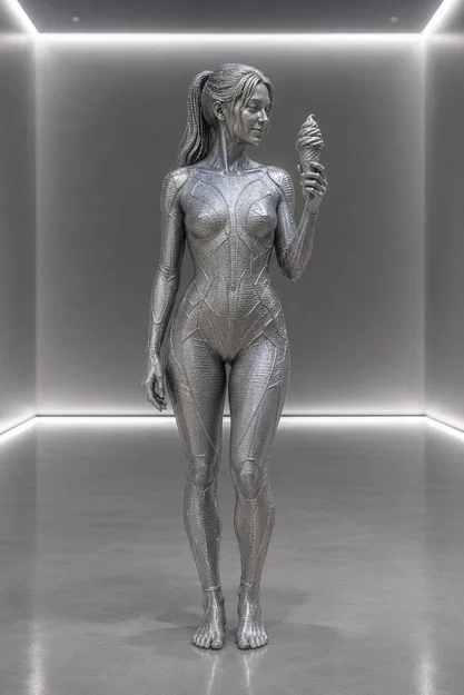 Mô hình tượng cô gái cầm kem nghệ thuật - Thiết kế 3D tinh xảo - Image 1