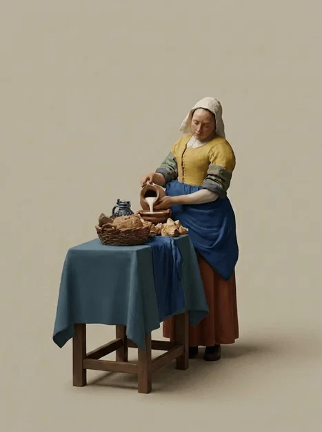 Mô hình 3D Người đàn bà rót sữa - Johannes Vermeer 1657 - Image 1