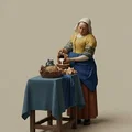 Mô hình 3D Người đàn bà rót sữa - Johannes Vermeer 1657 - Thumbnail 1