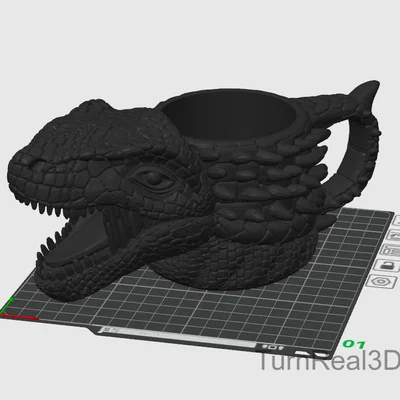 TyrannoGrip — Giá đỡ ly/cốc T. rex in 3D