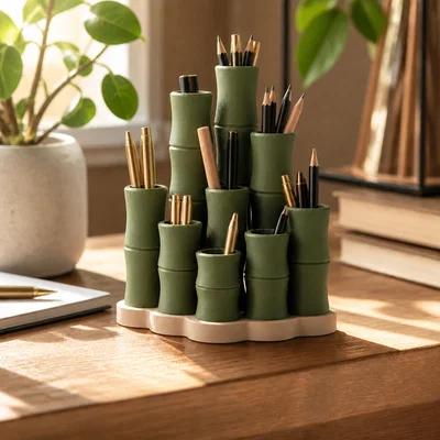 Bamboo Organizer – Khay/Tổ Chức Đồ Dạng Tre Hiện Đại