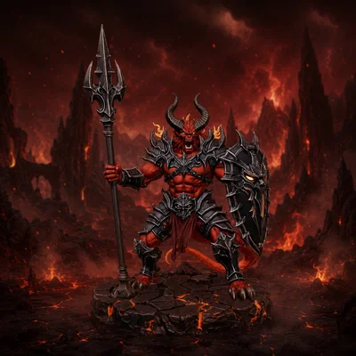 Vhorlath Realms – Demon – Hellspire Wardspear (Miniature STL in 3D Dark Fantasy)
