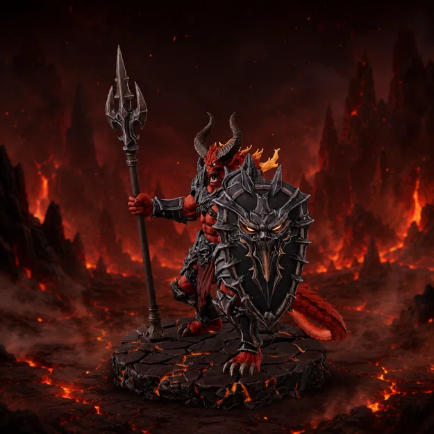 Vhorlath Realms – Demon – Hellspire Wardspear (Miniature STL in 3D Dark Fantasy) - Image 2