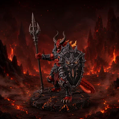 Vhorlath Realms – Demon – Hellspire Wardspear (Miniature STL in 3D Dark Fantasy)