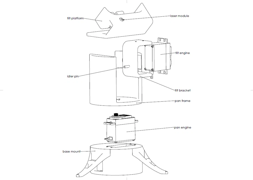 MG996R Pan-Tilt Camera Turret (Tháp pan-tilt cho webcam & laser) - Image 2