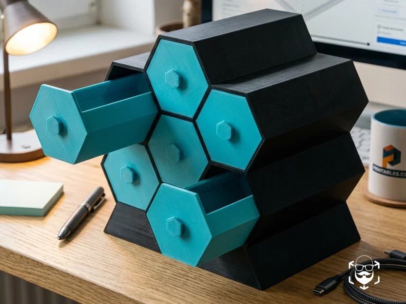Khay ngăn kéo tổ ong modular để bàn (Modular Honeycomb Desktop Organizer) - Image 1