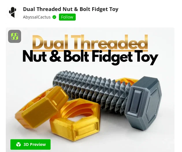 Đồ chơi xoay 3D Dual Threaded Nut & Bolt Fidget đầy thú vị - Image 1