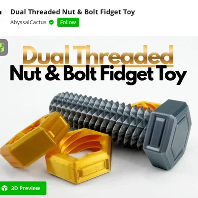 Đồ chơi xoay 3D Dual Threaded Nut & Bolt Fidget đầy thú vị