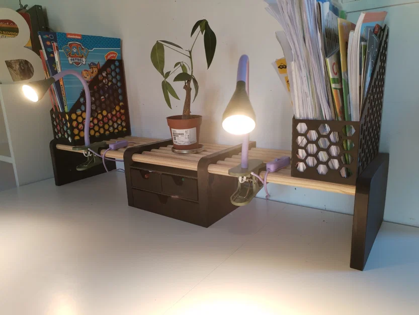 Kệ Bàn Modular Dowel 20mm Có Ngăn Kéo (Modular Dowel Desk Shelf with Drawers) - Image 2