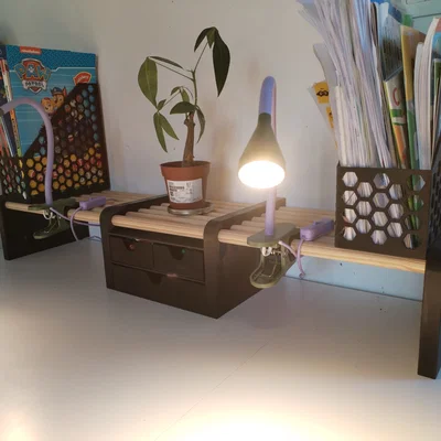 Kệ Bàn Modular Dowel 20mm Có Ngăn Kéo (Modular Dowel Desk Shelf with Drawers)