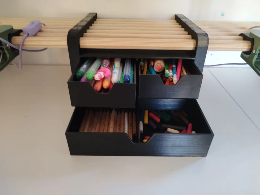 Kệ Bàn Modular Dowel 20mm Có Ngăn Kéo (Modular Dowel Desk Shelf with Drawers) - Image 3