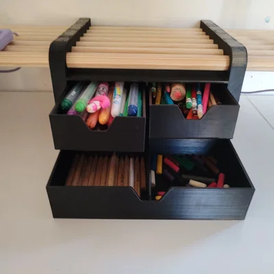 Kệ Bàn Modular Dowel 20mm Có Ngăn Kéo (Modular Dowel Desk Shelf with Drawers)