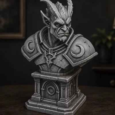 Tượng Bán Thân Gargoyle Dưới Ánh Trăng (Moonlit Gargoyle Bust)