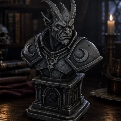 Tượng Bán Thân Gargoyle Dưới Ánh Trăng (Moonlit Gargoyle Bust)