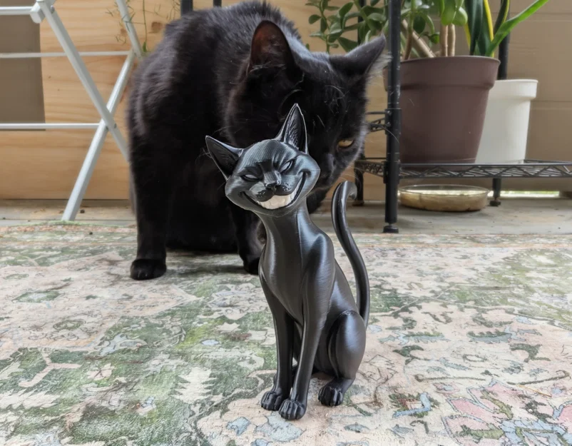 Tượng Mèo Siamese Đen – Dark Siamese Cat Sculpture - Image 3