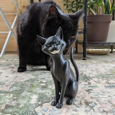 Tượng Mèo Siamese Đen – Dark Siamese Cat Sculpture