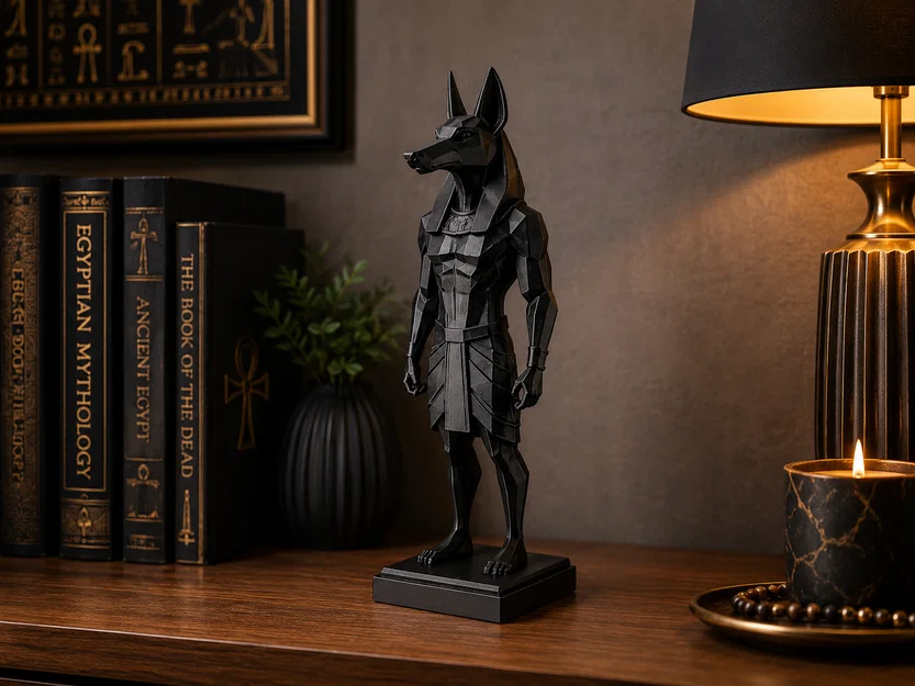 Tượng Anubis Low Poly – Vệ Thần Ai Cập | Decor In 3D - Image 1