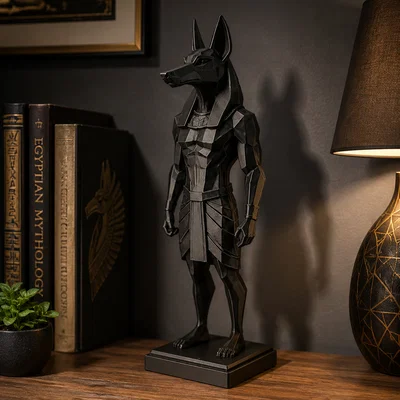 Tượng Anubis Low Poly – Vệ Thần Ai Cập | Decor In 3D