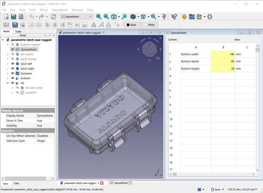 Hộp đồ nghề rugged parametric – file FreeCAD kèm spreadsheet - Image 1