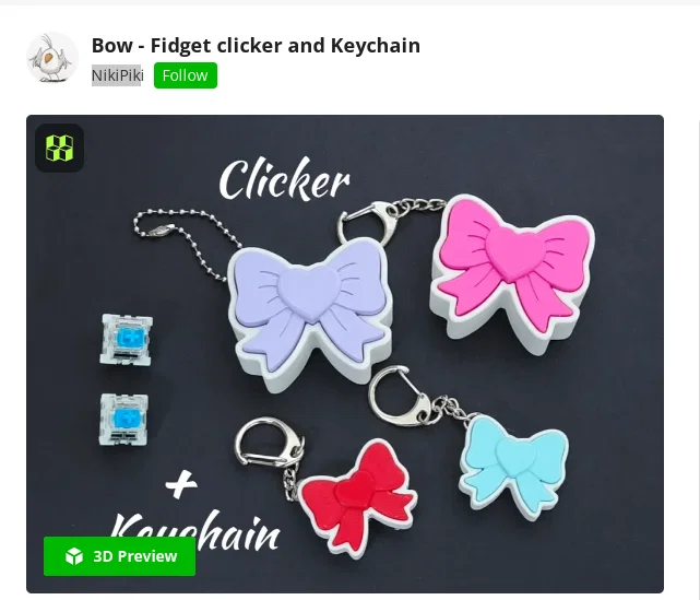 Móc khóa Bow Clicker 3D: Món quà xinh xắn và độc đáo cho bé - Image 1