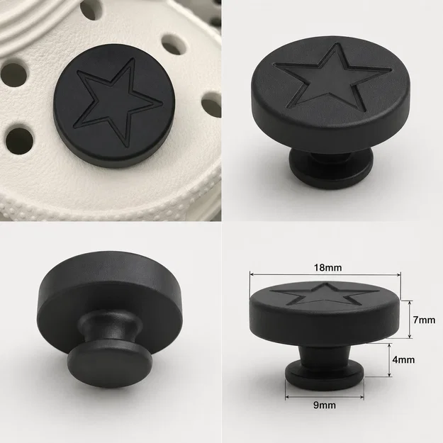 Charm gắn dép Crocs hình ngôi sao - File in 3D độc đáo - Image 1