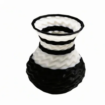 Bình hoa mini Monochrome Ripple – Đồ trang trí kết cấu hai màu