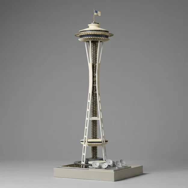 Mô hình 3D tháp Space Needle Seattle ấn tượng cho người yêu kiến trúc - Image 1