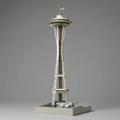 Mô hình 3D tháp Space Needle Seattle ấn tượng cho người yêu kiến trúc