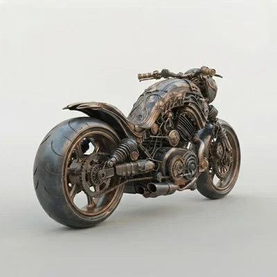 Mô hình xe mô tô Steampunk 3D độc đáo để trưng bày