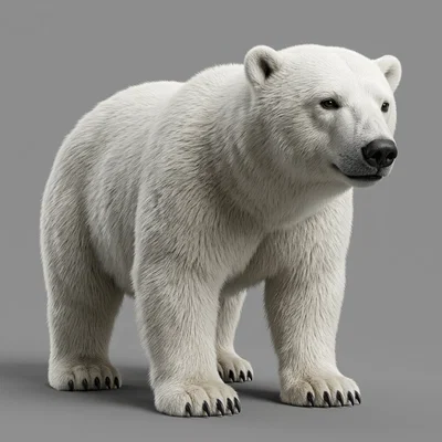Mô hình 3D Gấu Bắc Cực (Polar Bear) tinh xảo để trang trí