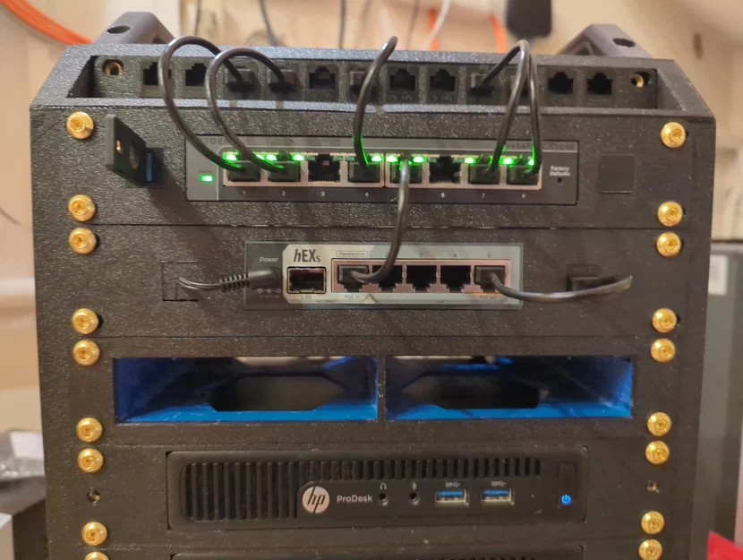 Giá treo rack 10-inch 1U cho MikroTik hEX S với Keystone Jacks - Image 1