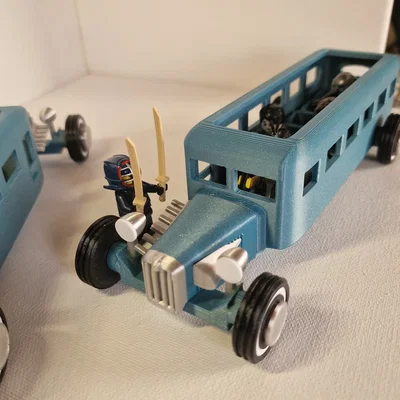 Mô hình xe buýt Hot Rod độc đáo tương thích nhân vật mini 3D