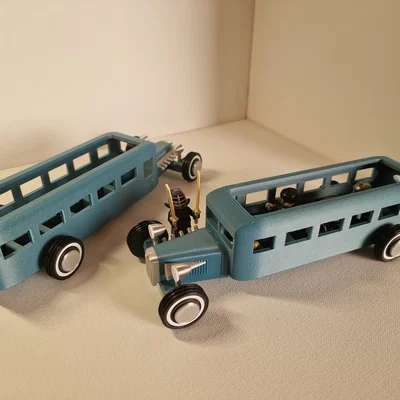 Mô hình xe buýt Hot Rod độc đáo tương thích nhân vật mini 3D