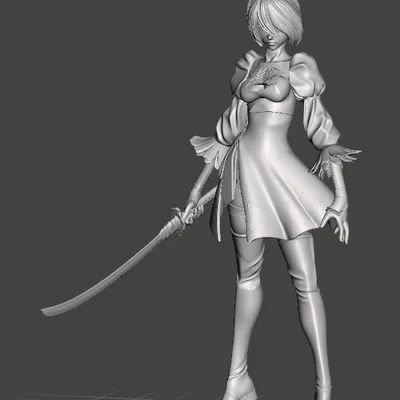 Mô hình 3D YoRHa 2B (NieR: Automata) chi tiết sắc nét cho fan