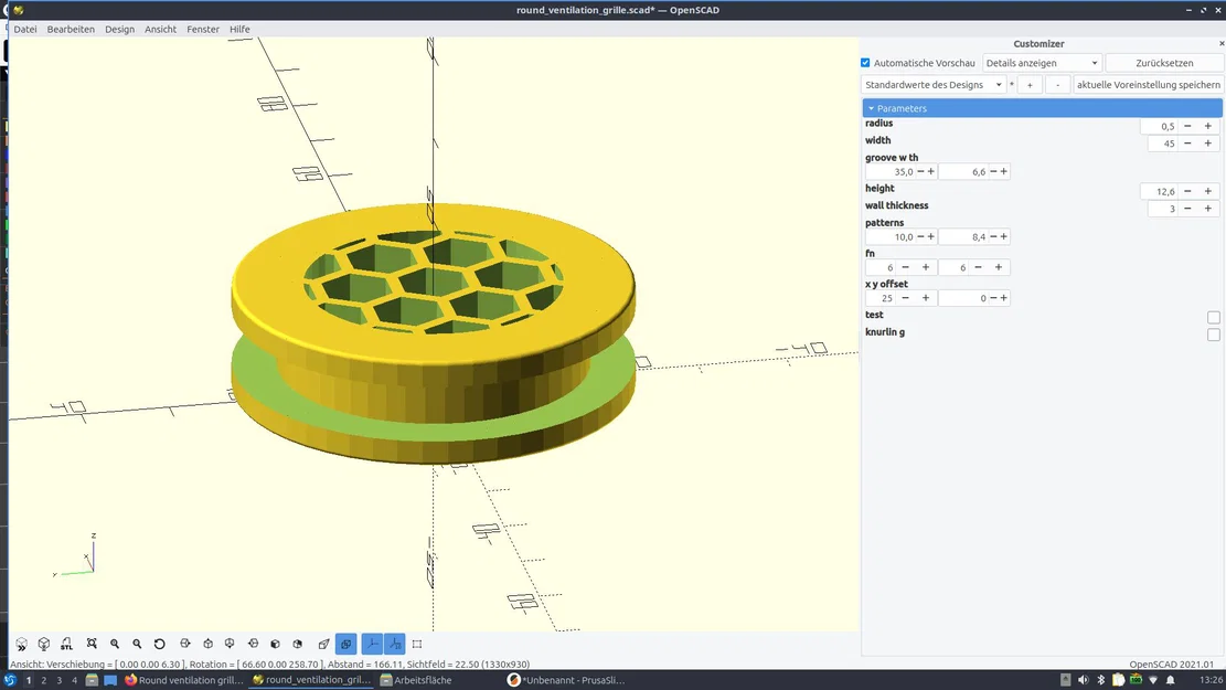 Lưới thông gió hình tròn linh hoạt / Tùy chỉnh bằng Script OpenSCAD - Image 3