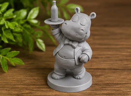 Mô hình chú hà mã phục vụ bàn phong cách cổ điển | File in 3D STL - Image 1