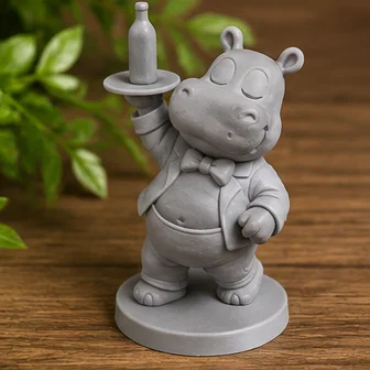 Mô hình chú hà mã phục vụ bàn phong cách cổ điển | File in 3D STL