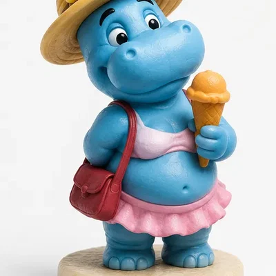 Mô hình chú hà mã hoạt hình phong cách Vintage | File in 3D STL