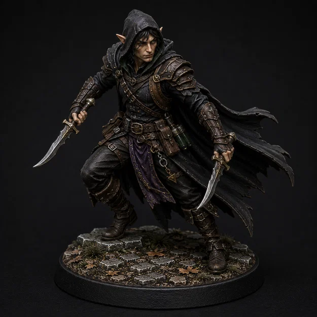 Mô hình Rogue Elf DnD - Nhân vật sát thủ sắc nét cho game nhập vai - Image 1