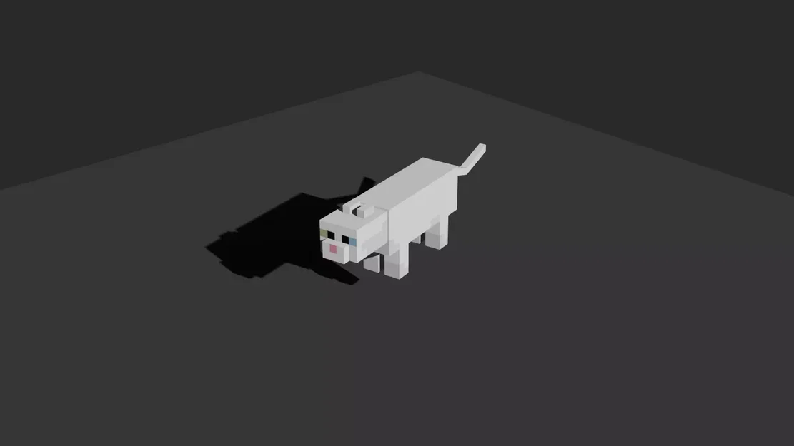Mô hình Mèo Trắng Cách Điệu - Lấy cảm hứng từ Minecraft - Image 1