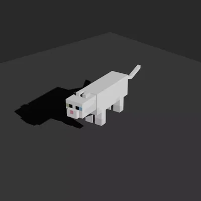 Mô hình Mèo Trắng Cách Điệu - Lấy cảm hứng từ Minecraft