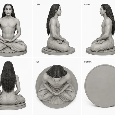 Mô hình 3D Mahavatar Babaji - Bậc thầy tâm linh thiêng liêng