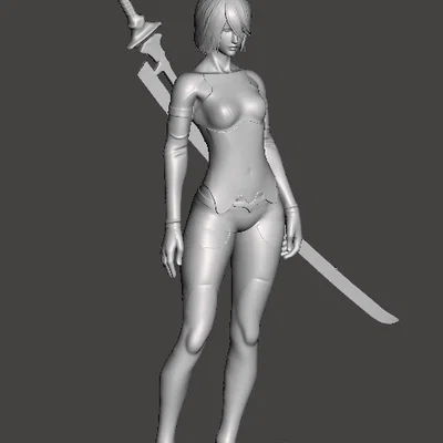 Mô hình 3D YoRHa A2 và kiếm Virtuous Treaty cực chất cho game thủ