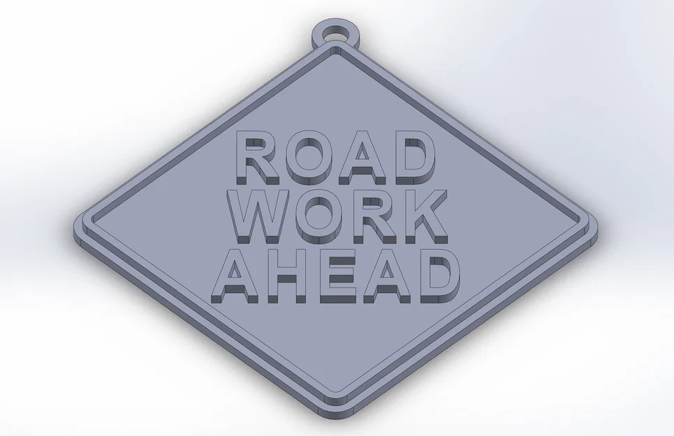 Hoa tai 3D độc lạ hình biển báo Road Work Ahead - Image 2